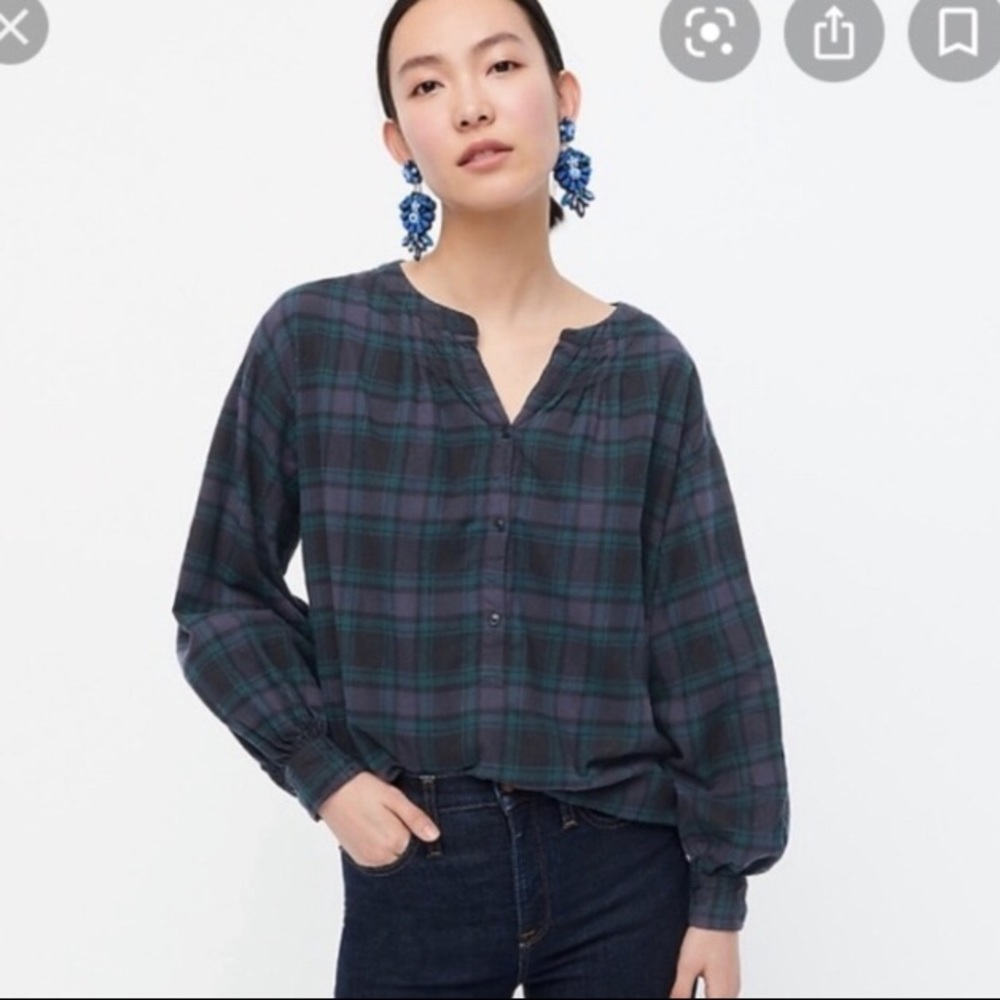 Jcrew plaid flannel blouse